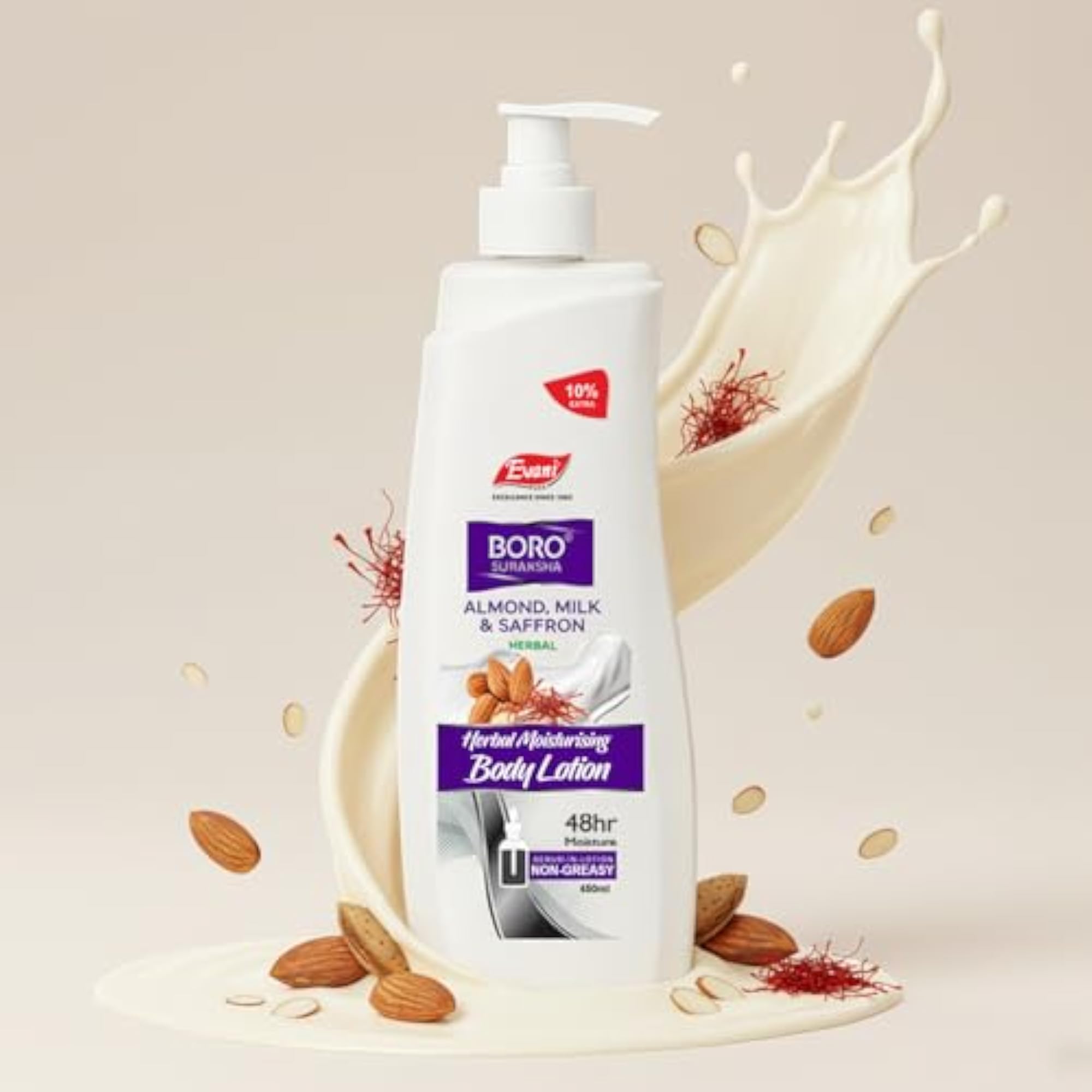 Almond, Milk and Saffron Herbal Moisturizing Body Lotion, 450ml